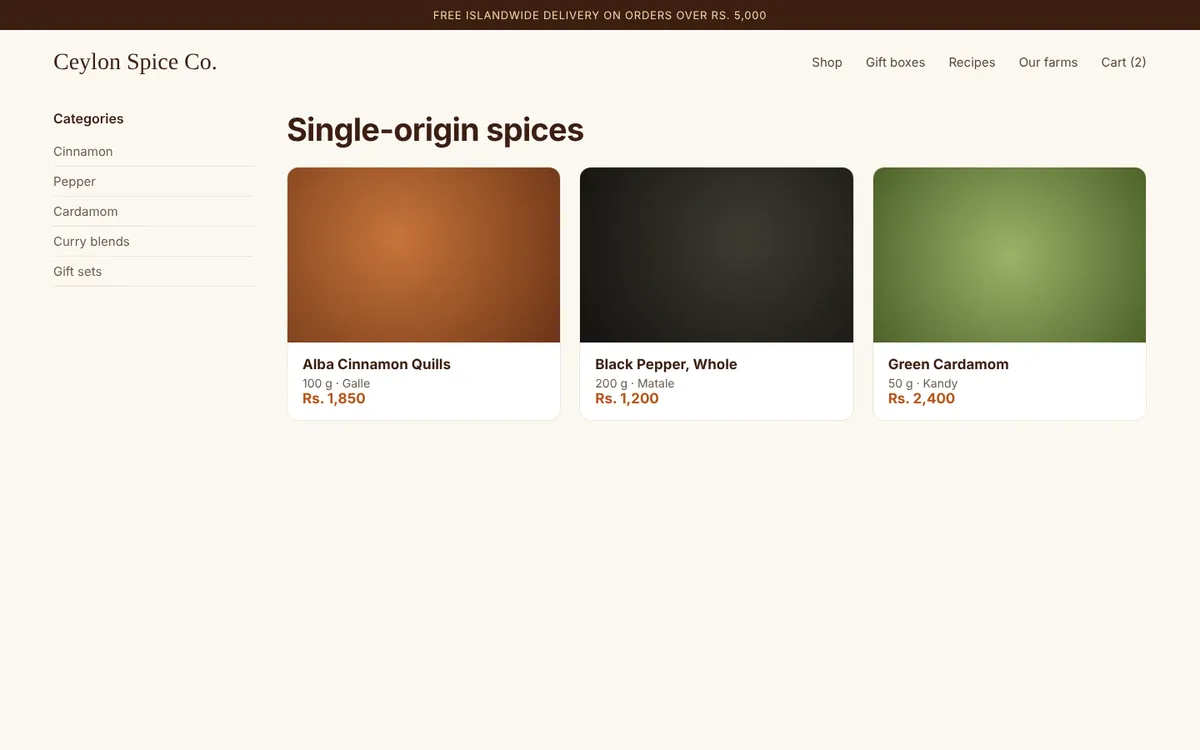 Sample spice e-commerce store built on WooCommerce